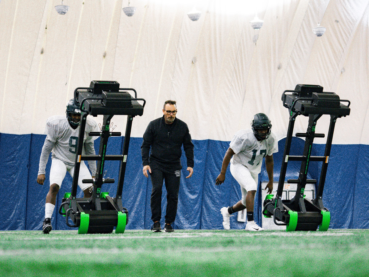 Two Football Players Practicing with FlipSled